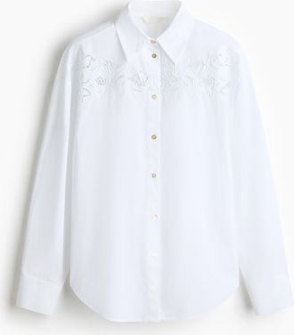 H&M Baumwollbluse mit Broderie Anglaise - White