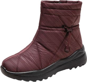 Generic Snow Boots Women Waterproof Slip Resistant Insulated Mid Calf Boot for Ladies Winter Thermal Fleece Lined Flat Heel Ankle Boots Cosy Comfortable Warm 