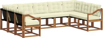 vidaXL Conjunto De Sof&aacute;s De Exterior 9 Uds. Natural Y Crema Vidaxl