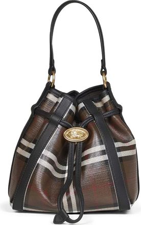 Burberry Mini Check Bucket Bag - Dames - Tassen - Bruin - Maat: ONE Size Katoen