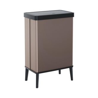 Dmora Contenedor De Basura Scillato, Cubo De La Basura, Papelera Para Recogida Selectiva De Residuos, Gabinete De Basura, 44x27 H69 Cm, Marr&oacute;n - Dmora