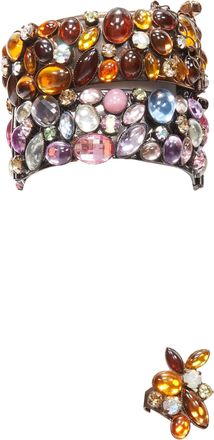 Furla rhinestone embellished bangles cocktail ring set