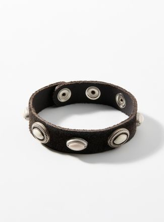 Alberto Luti Mens White-stone suede bracelet