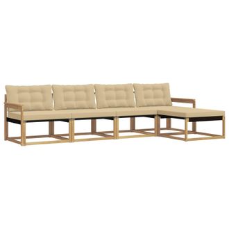 vidaXL Conjunto De Sof&aacute;s De Exterior Con Coj&iacute;n 5 Pcs Y Beige Vidaxl