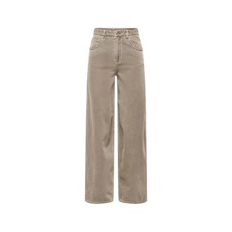 Only Rechte jeans met hoge taille - Dames - Regular Fit Jeans - Beige - M - Jeans