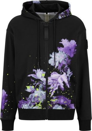 HUGO BOSS Mens Regular Fit Hooded Neck Long Sleeve Sweatshirt in Black - Size Small