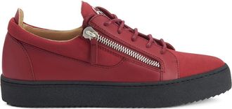 Giuseppe Zanotti Frankie double-zip low-top sneakers - men - Leather/Rubber/Fabric - 39 - Red