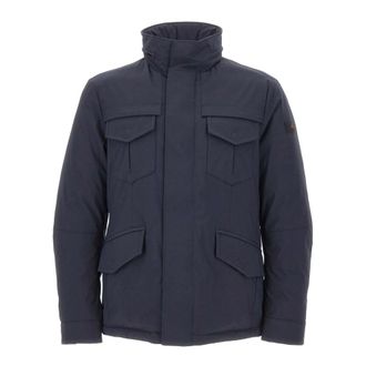 Peuterey Jassen, Heren, Blauw, M, Polyester, Stripes Srtr GRS 04 Jas