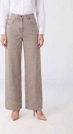Brunello Cucinelli Jeans wide leg a vita alta in denim di cotone