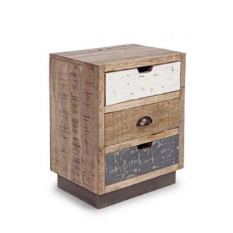 BIZZOTTO Comodino Tudor per camera, Struttura In Mango, Base In Acciaio