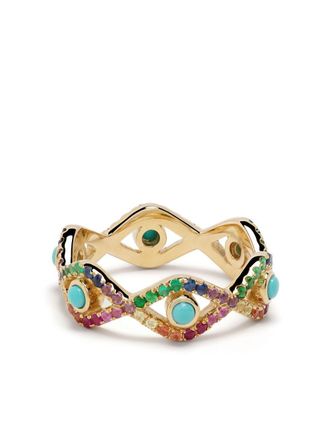 Sydney Evan Anello Rainbow Evil Eye Eternity in oro giallo 14kt con pietre - Multicolore