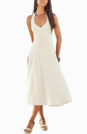 Lascana Womens Flowy Halter Neck Dress in Sand at Nordstrom, Size 4