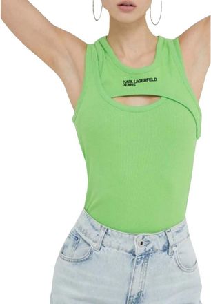 Karl Lagerfeld Canotta a strati a coste - - Tops - Donna - Verde - S