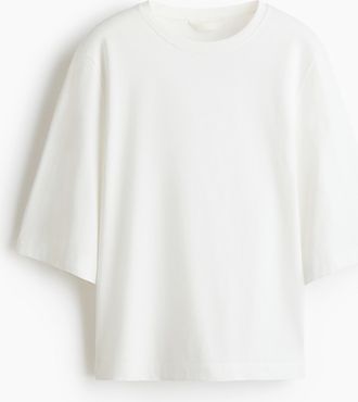 H&M Baumwoll-T-Shirt in Loose Fit - White