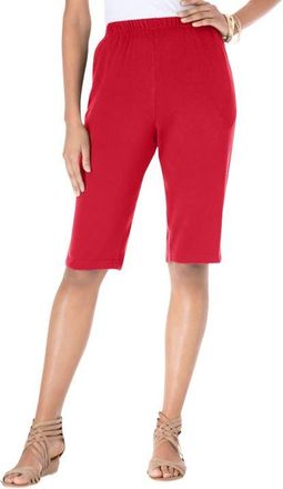 Roaman's Plus Size Soft Knit Pull On Bermuda Short in Vivid Red at Nordstrom, Size 6X