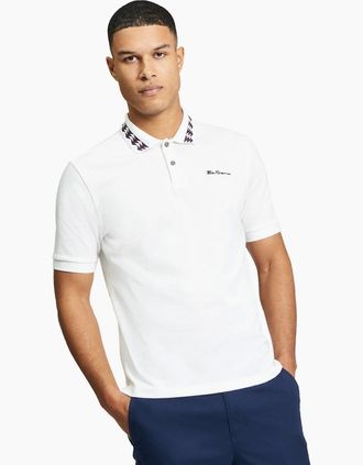 Ben Sherman Mens Ben Sherman Mens Collar Interest Short Sleeve Polo Shirt - White - Size: 42