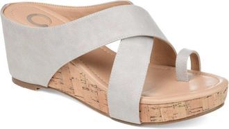 Journee Collection Womens Journee Collection Rayna Sandals Stone Leather Toe Loop LION1014