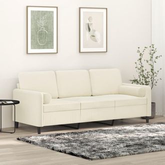 vidaXL Sof&aacute; De 3 Plazas Con Cojines Terciopelo Color Crema 180 Cm Vidaxl