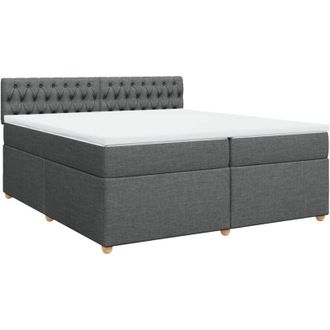 vidaXL Vidaxl - Cama Box Spring Con Colch&oacute;n Tela Gris Oscuro 200x200 Cm