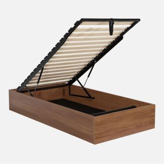 Sweeek Letto contenitore con rete a doghe 90x190cm decorazione legno