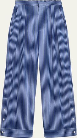 Loewe Mens Baggy-Fit Pleated Stripe Trousers