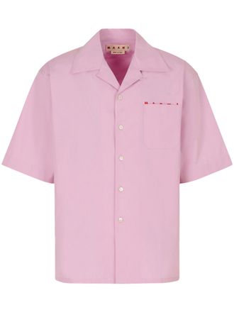 Marni Boxy Leather Shirt with Camp Collar