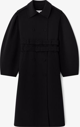 Ganni Black Coat in Double-Faced Wool - Size 10/12