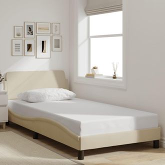 vidaXL Estructura De Cama Sin Colch&oacute;n Tela Crema 100x200 Cm Vidaxl