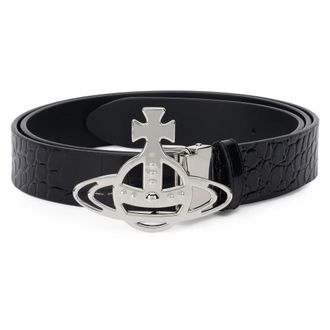 Vivienne Westwood Belts, female, Black, Size: ONE SIZE Leather Belt with Buckle Plate