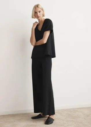 Mango Maglietta pigiama cotone maniche corte nero - Donna - S - MANGO