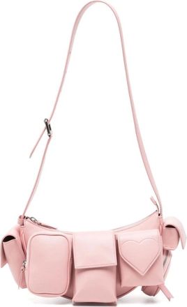Fiorucci Shoulder Bags, female, Pink, ONE SIZE, Pink Leather Shoulder Bag with Multiple Pockets