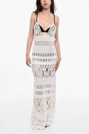 Dsquared2 Crochet Maxi Dress with Deep Neckline Dsquared2