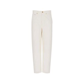 Mother Jeans, Dames, Beige, W30, Denim, High-Rise Straight-Leg Jeans