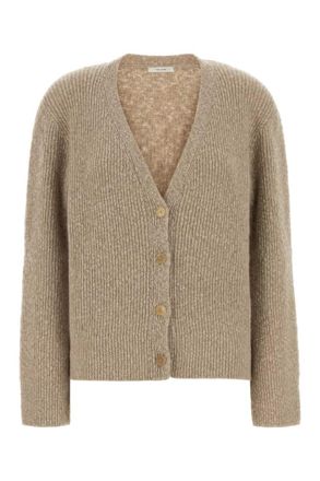 The Row Beige Knitted V-Neck Cardigan