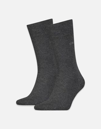 Calvin Klein Mens 2-Pack Premium Combed Cotton Socks, Dark Grey Melange - Black - Size: 9/9.5/10/10.5/11/11.5/12