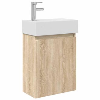 vidaXL M&oacute;dulo De Ba&ntilde;o Con Grifer&iacute;a Roble Sonoma 45,5 X 22,5 X 84 Cm Vidaxl