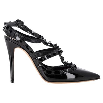 Valentino Pre-owned Womens Rockstud Cage Sandals In Black Patent Leather - Size EU 38