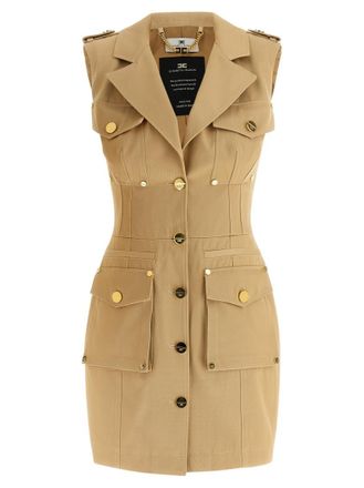 Elisabetta Franchi Beige Double-breasted dress