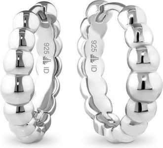 Devata Beaded Ball Hoop Earrings in Rhodium Plated Sterling Silver at Nordstrom