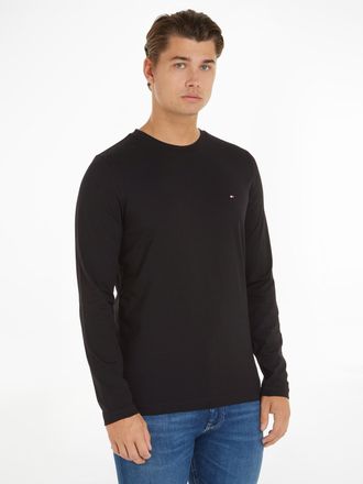 Tommy Hilfiger Longsleeve TOMMY HILFIGER TOMMY LOGO LONG SLEEVE TEE, Herren, Gr. L (52), schwarz, Single Jersey, Obermaterial: 100% Baumwolle, bestickt, unifarben, n
