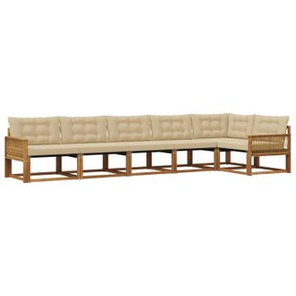 vidaXL Conjunto De Sof&aacute;s De Exterior Con Coj&iacute;n 6 Pcs Natural Y Beige Vidaxl
