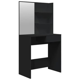 Berkfield Home Dressing Table with Mirror Black 74.5x40x141 cm