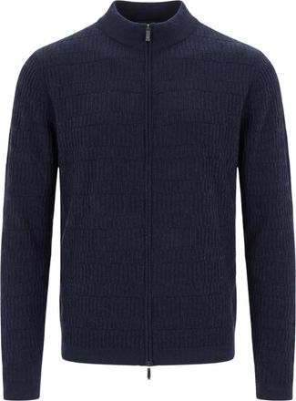 Emporio Armani Cardigan van scheerwol - Heren - Vesten - Blauw - XL - Wol - Truien & Vesten
