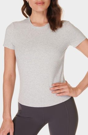 Sweaty Betty Essential Sculpt Tee in Light Grey Marl at Nordstrom, Size X-Small