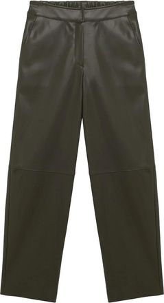Alpha Studio Ad-8702Q Leren Broek - Dames - Leren Broeken - Groen - M - Leer - Broeken