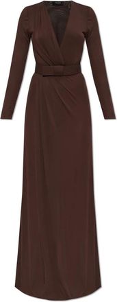 Dsquared2 Jurk met riem - Dames - Maxi kleedjes - Bruin - 2XS - Satijn - Kleedjes