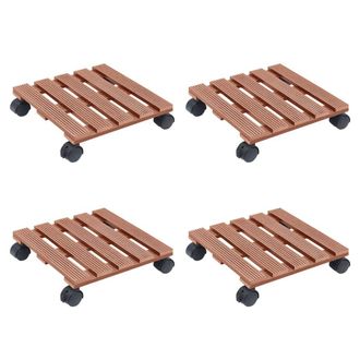 Berkfield Home Plant Trolleys 4 pcs Brown 30x30x7, 5 cm WPC