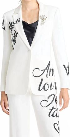 Cinq &agrave; Sept Crushed Sequin Loveletter Karlie Blazer In White