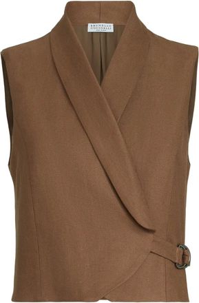 Brunello Cucinelli Gilet con fibbia diagonale - Marrone
