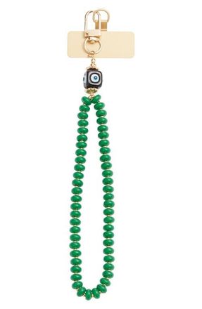 Chelsea28 Evil Eye Beaded Phone Wrist Strap in Green- Gold at Nordstrom